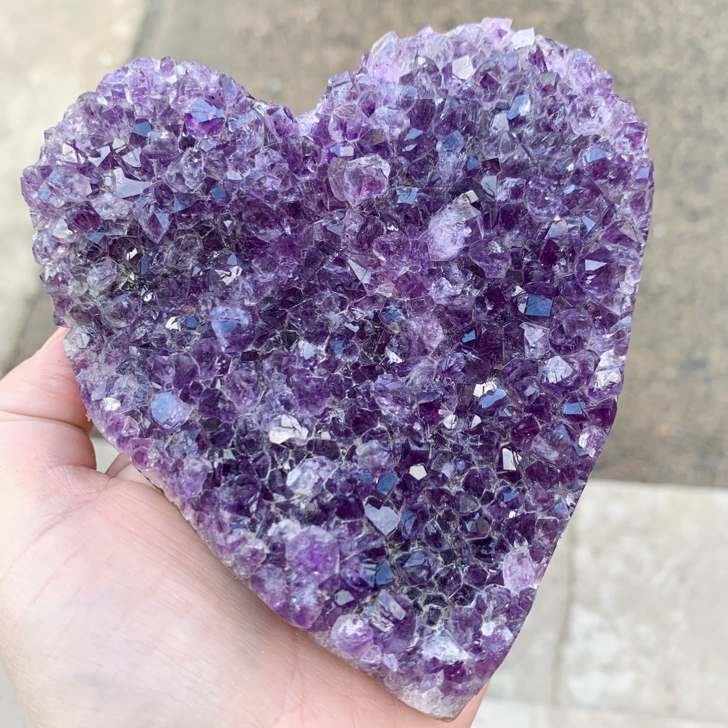 Amethyst Druzy Hand-Cut Polished Heart #1