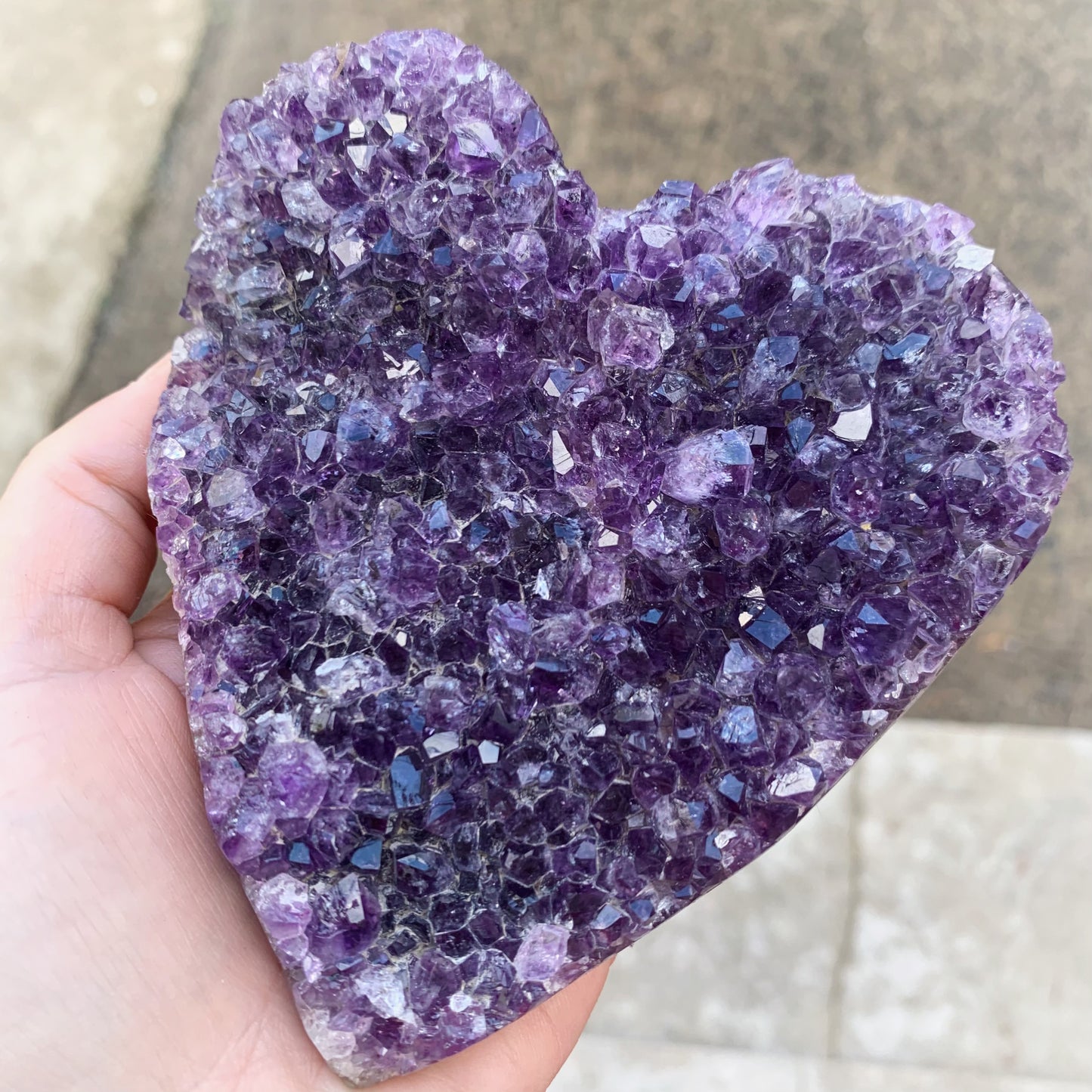 Amethyst Druzy Hand-Cut Polished Heart #1